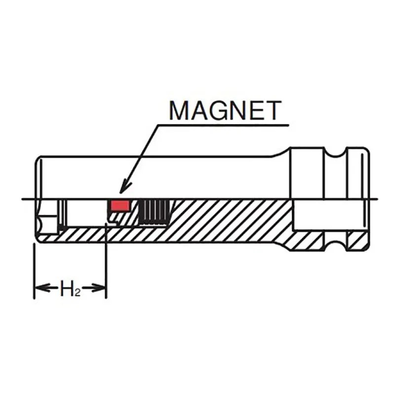 1/4 Sq. Dr. Socket  10mm 6 point Length 48mm Slide Magnet - Image 3