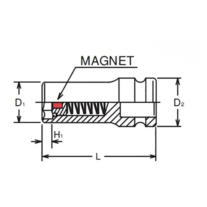 3/8 Sq. Dr. Socket  10mm 6 point Length 50mm Slide Magnet - Image 3